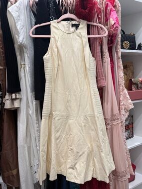 Ralph Lauren Cream Sleeveless Midi Dress 100% lamb leather